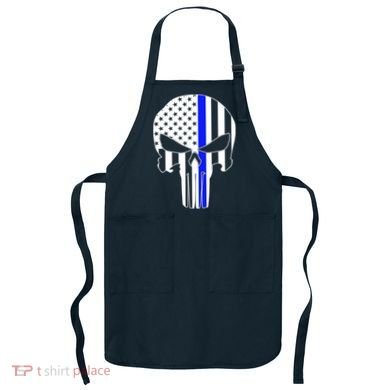 Police USA Skull Thin Blue Line Apron
