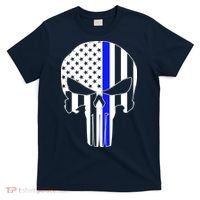 Police USA Skull Thin Blue Line T-Shirt thumb 0