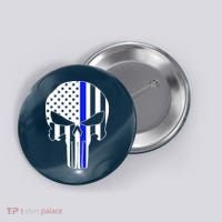 Police USA Skull Thin Blue Line Button thumb 0