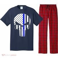Police USA Skull Thin Blue Line Pajama Set thumb 0
