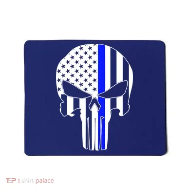 Police USA Skull Thin Blue Line Mousepad