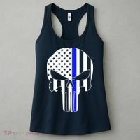 Police USA Skull Thin Blue Line Women's Tank Top thumb 3