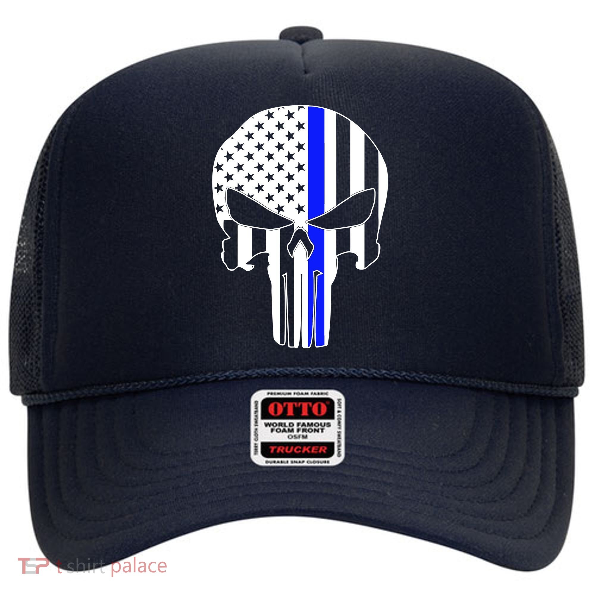Police USA Skull Thin Blue Line Hat