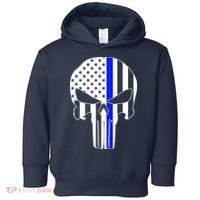 Police USA Skull Thin Blue Line Toddler Hoodie thumb 0