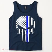Police USA Skull Thin Blue Line Tank Top thumb 2