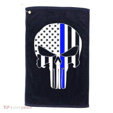 Police USA Skull Thin Blue Line Golf Towel