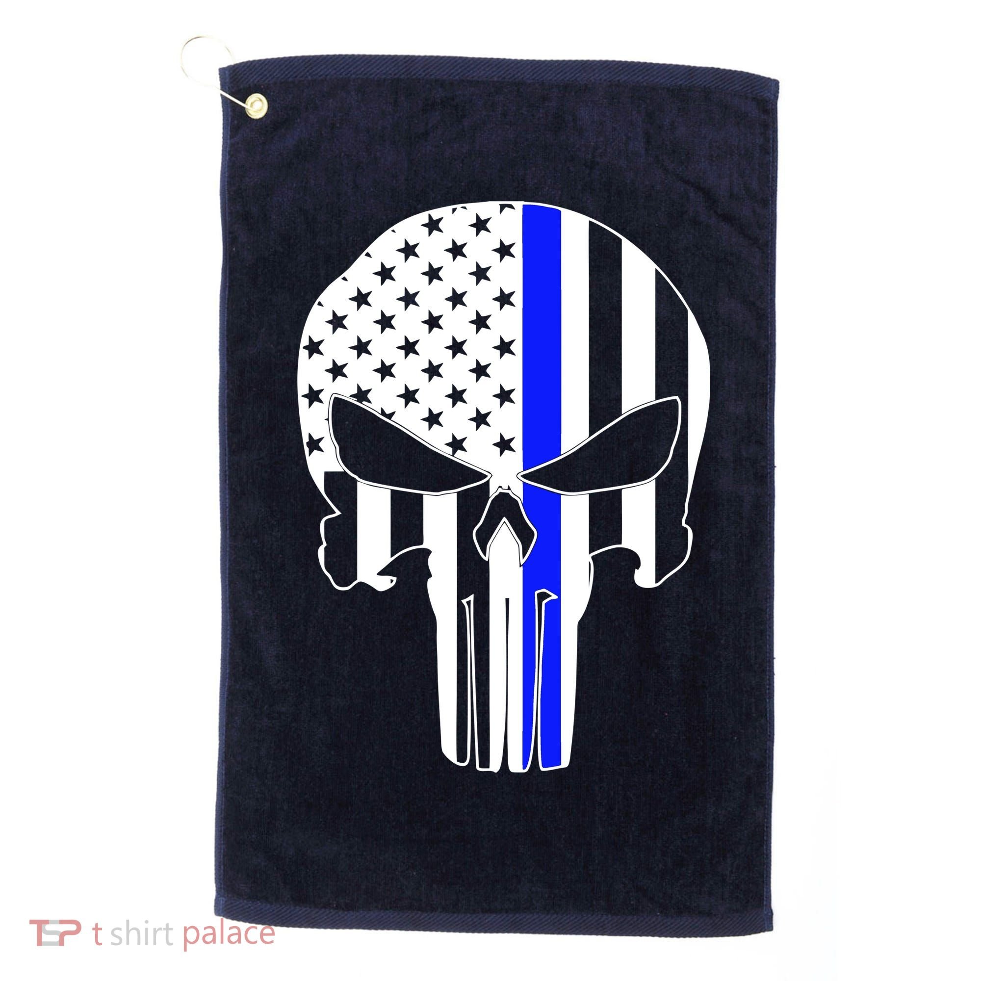 Police USA Skull Thin Blue Line Golf Towel