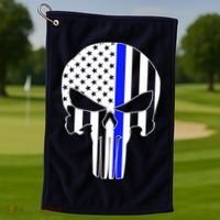 Police USA Skull Thin Blue Line Golf Towel thumb 1
