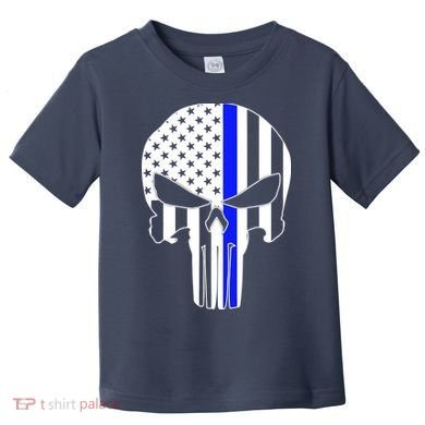 Police USA Skull Thin Blue Line Toddler T-Shirt