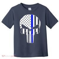 Police USA Skull Thin Blue Line Toddler T-Shirt thumb 0