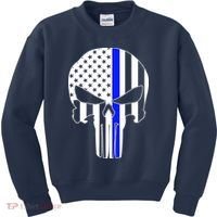 Police USA Skull Thin Blue Line Kids Sweatshirt thumb 0