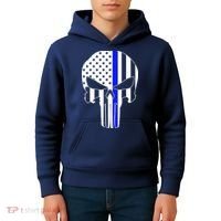 Police USA Skull Thin Blue Line Kids Hoodie thumb 4