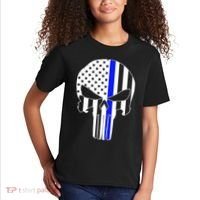 Police USA Skull Thin Blue Line Kids T-Shirt thumb 2