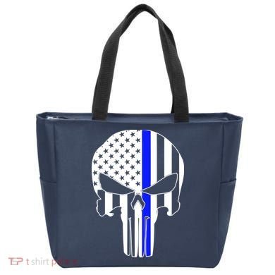 Police USA Skull Thin Blue Line Tote Bag