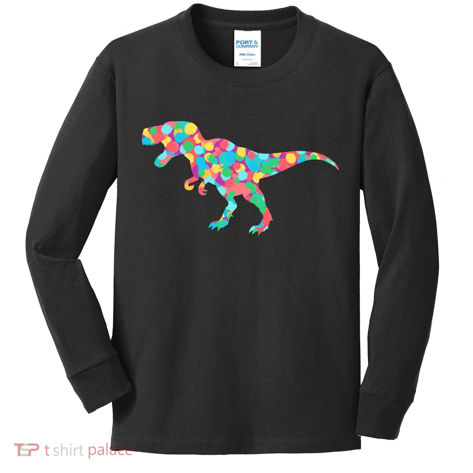 Polka Dot T-Rex International Dot Day Kids Long Sleeve Shirt
