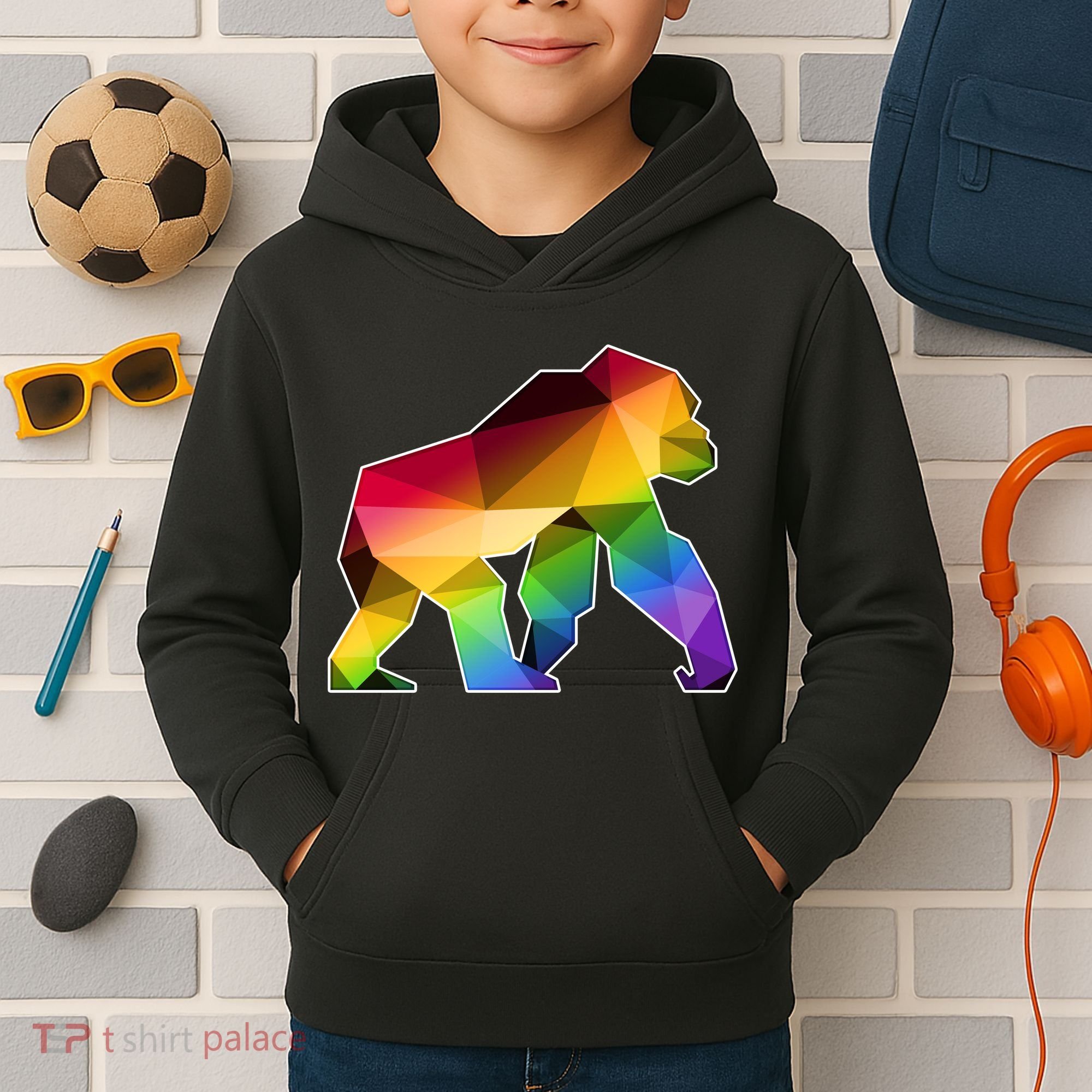 Polygon Crystal Gorilla  Kids Hoodie
