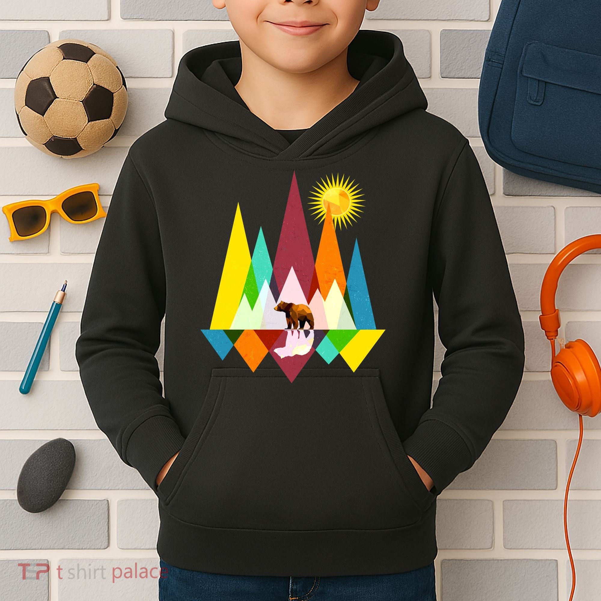 Polygon Wilderness Bear Kids Hoodie