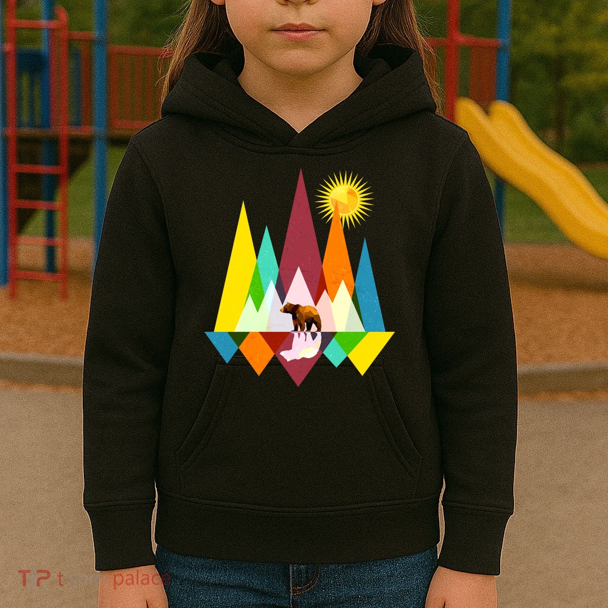 Polygon Wilderness Bear Kids Hoodie