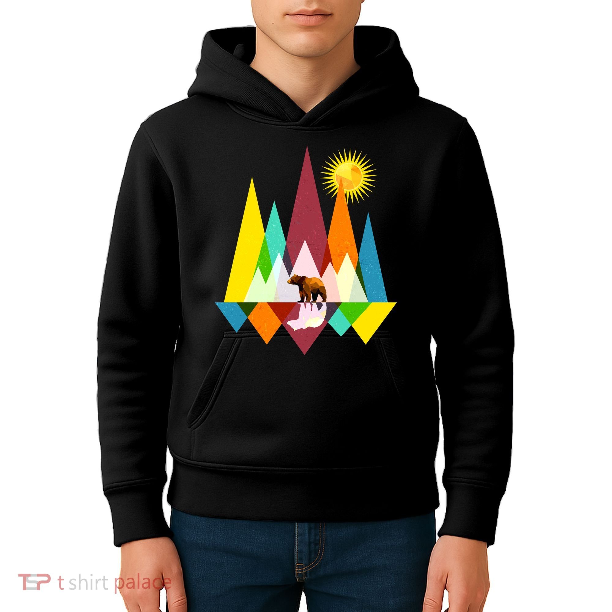 Polygon Wilderness Bear Kids Hoodie