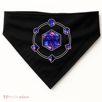 Polyhedral Dice Galaxy Circle USA-Made Doggie Bandana