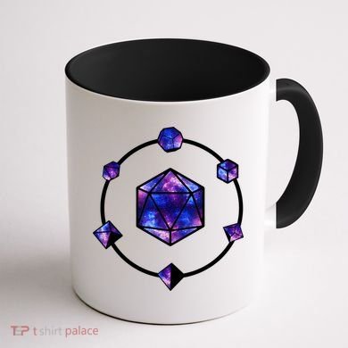 Polyhedral Dice Galaxy Circle Coffee Mug back