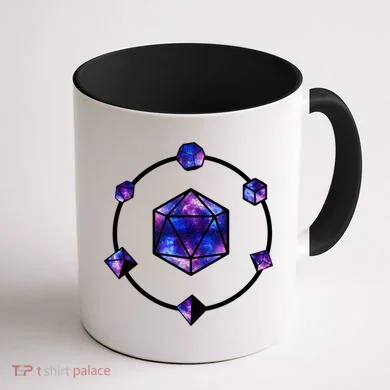 Polyhedral Dice Galaxy Circle Coffee Mug back