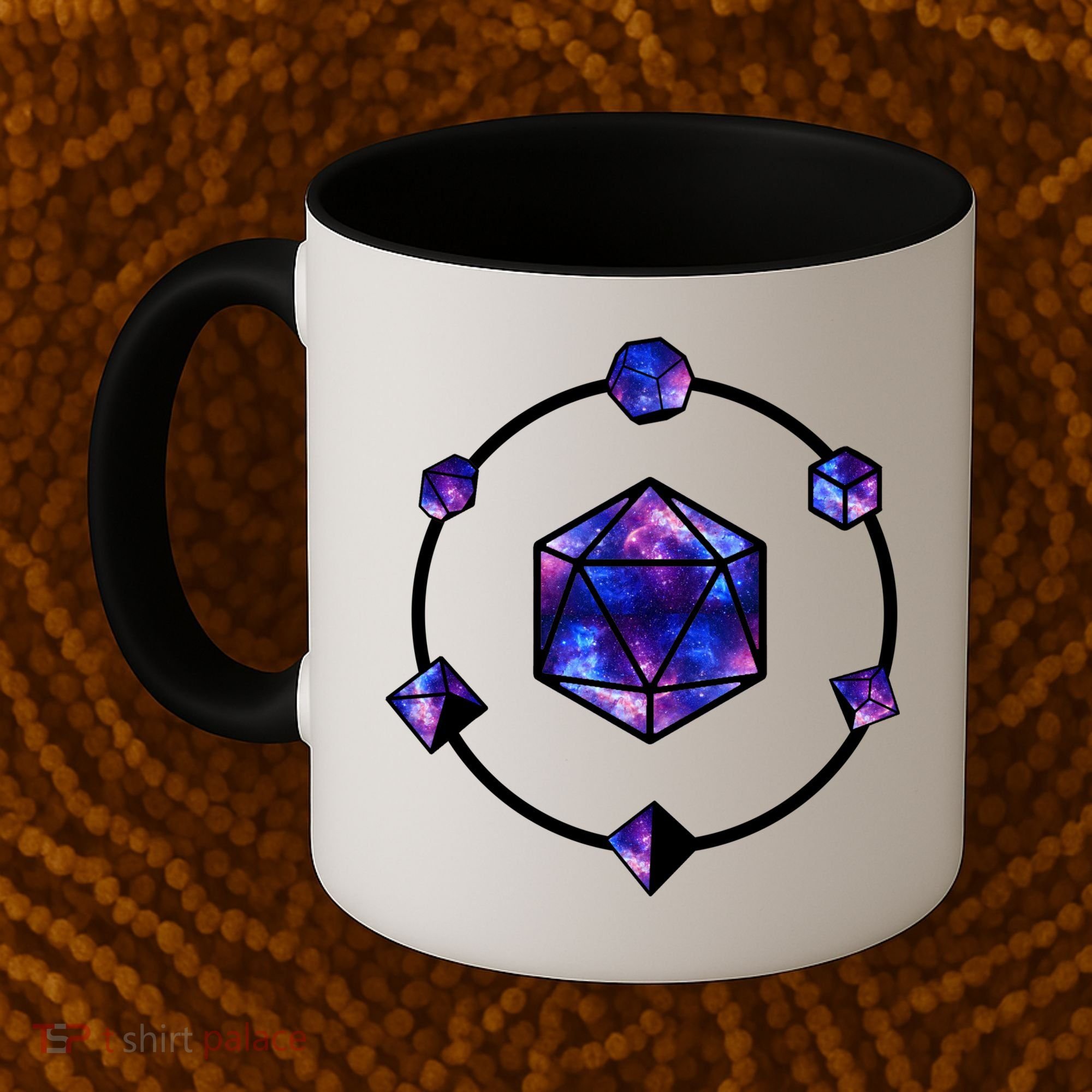 Polyhedral Dice Galaxy Circle Coffee Mug