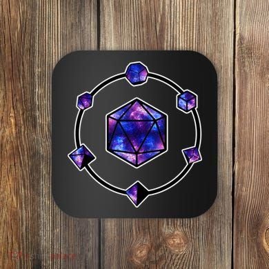 Polyhedral Dice Galaxy Circle Coaster