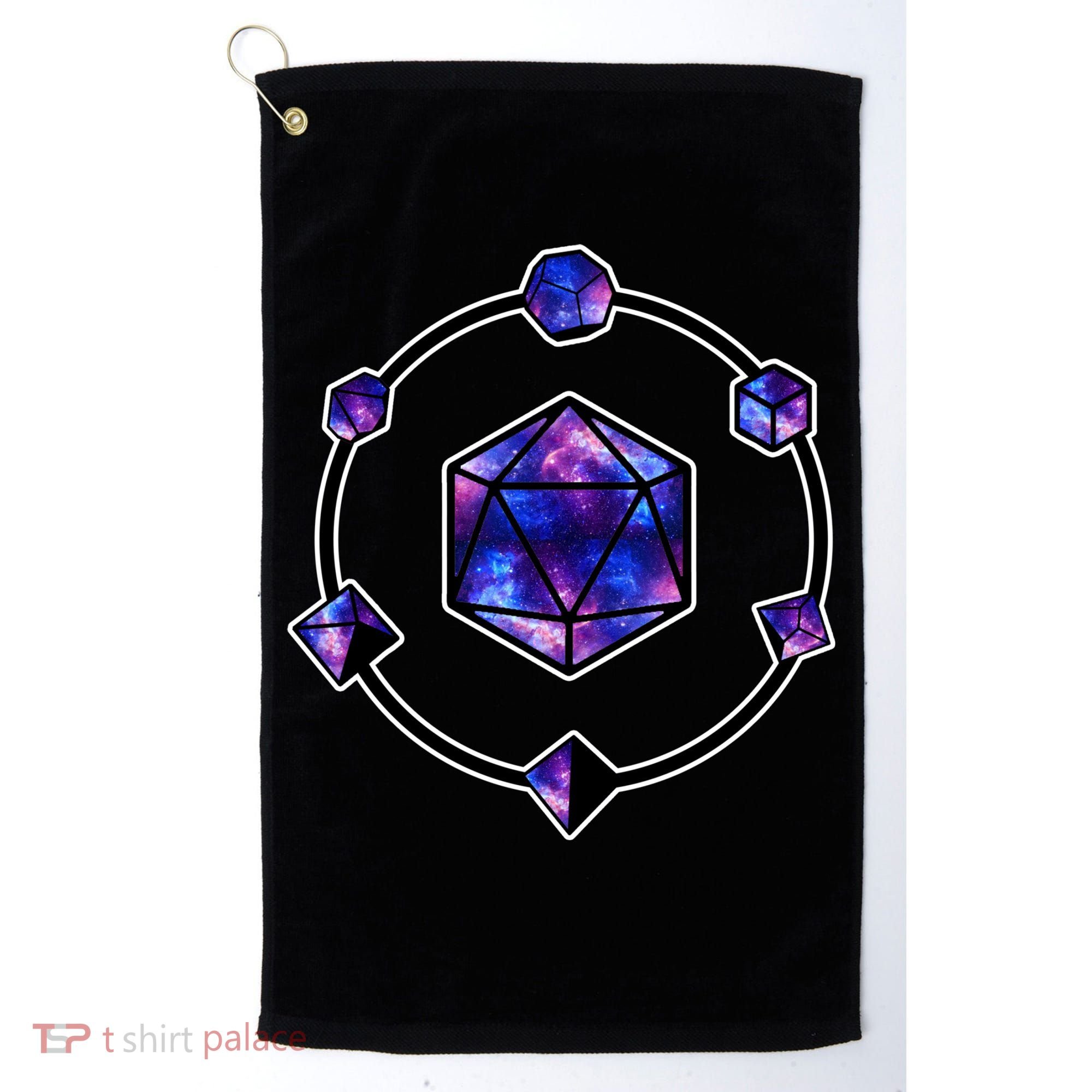 Polyhedral Dice Galaxy Circle Golf Towel