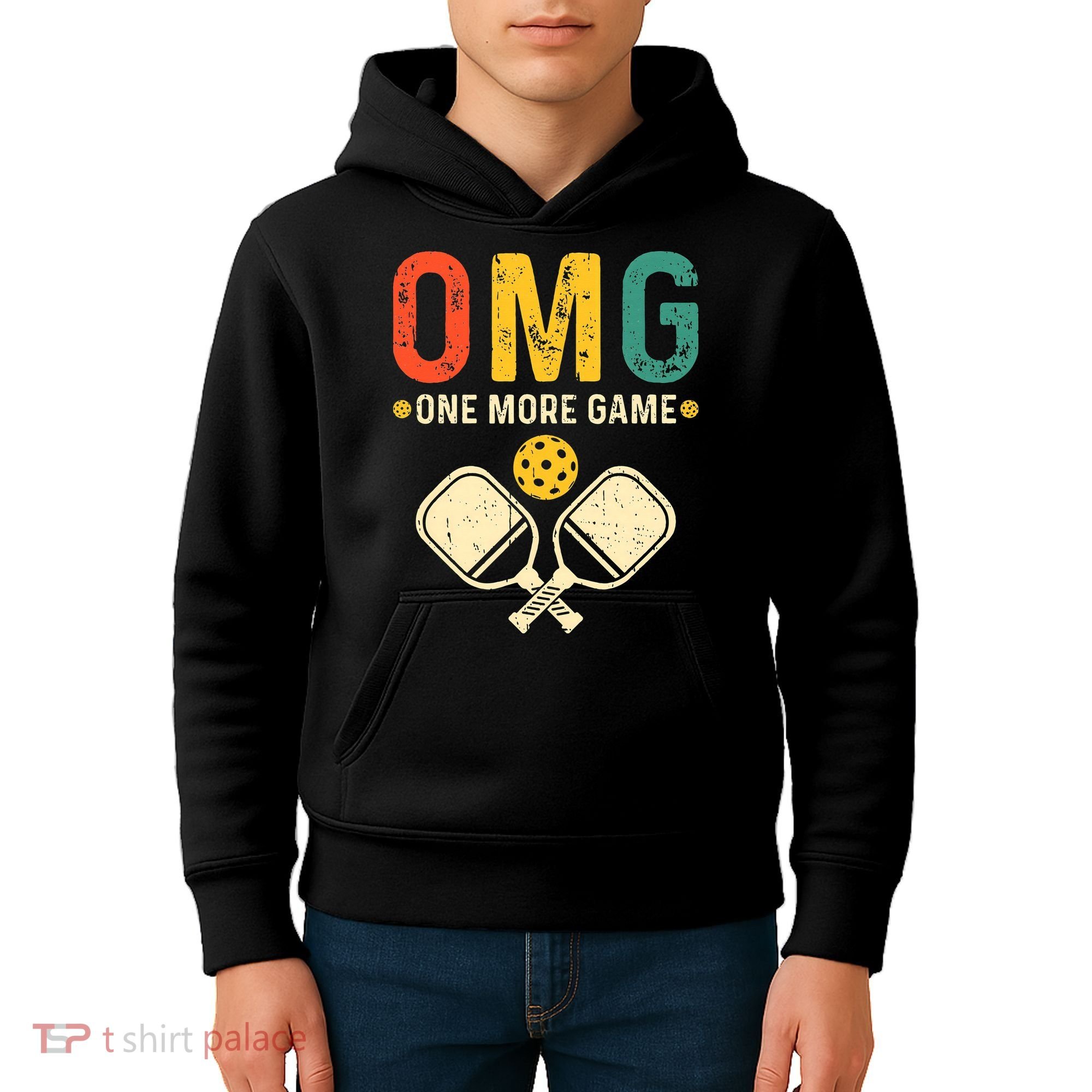 Pickleball One More Game Pickleball Player Kids Hoodie