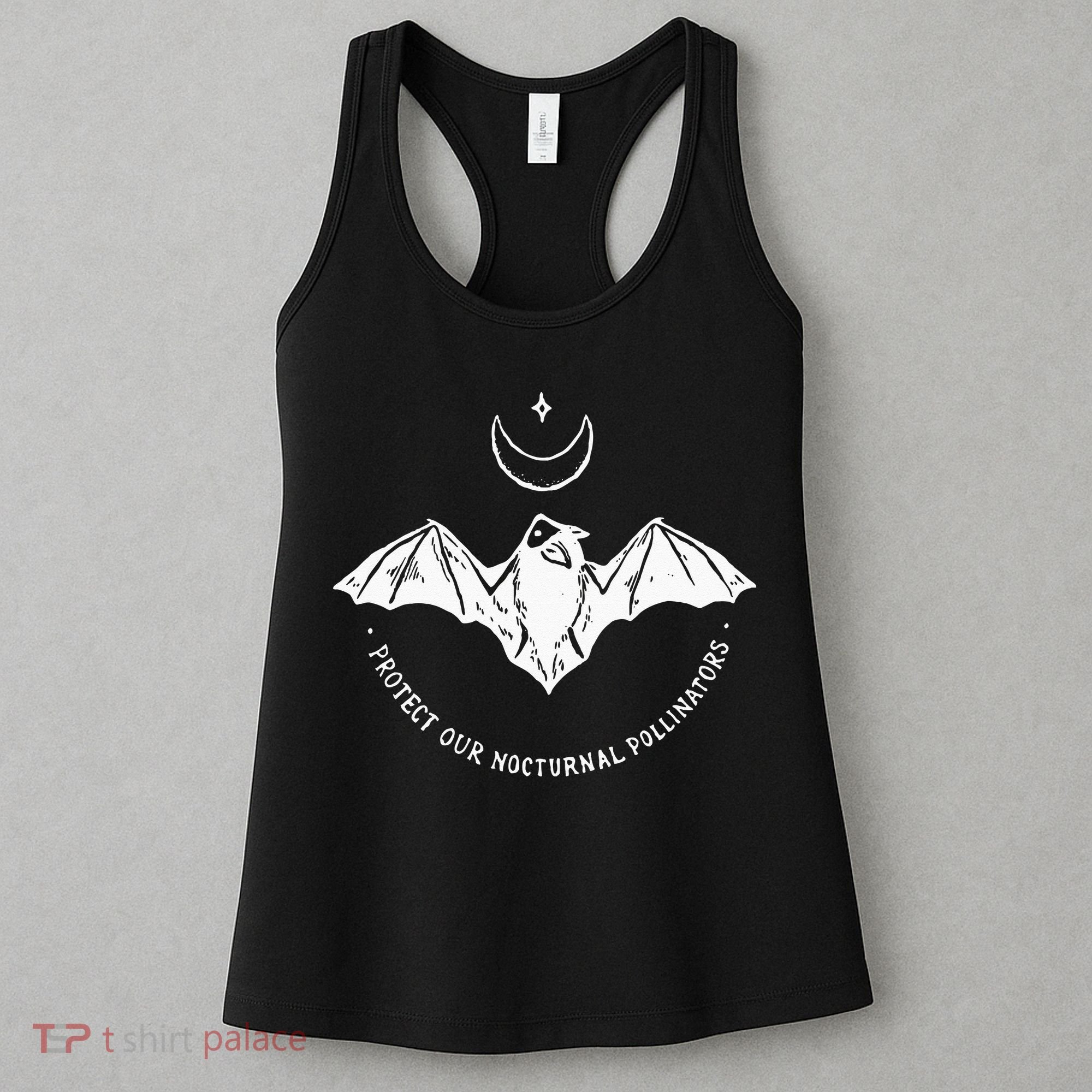 Protect Our Nocturnal Polalinators Bat With Moon Halloween Women's Tank Top