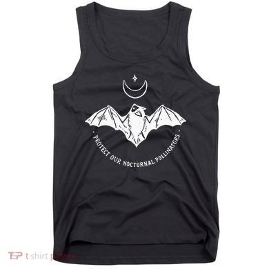 Protect Our Nocturnal Polalinators Bat With Moon Halloween Tank Top