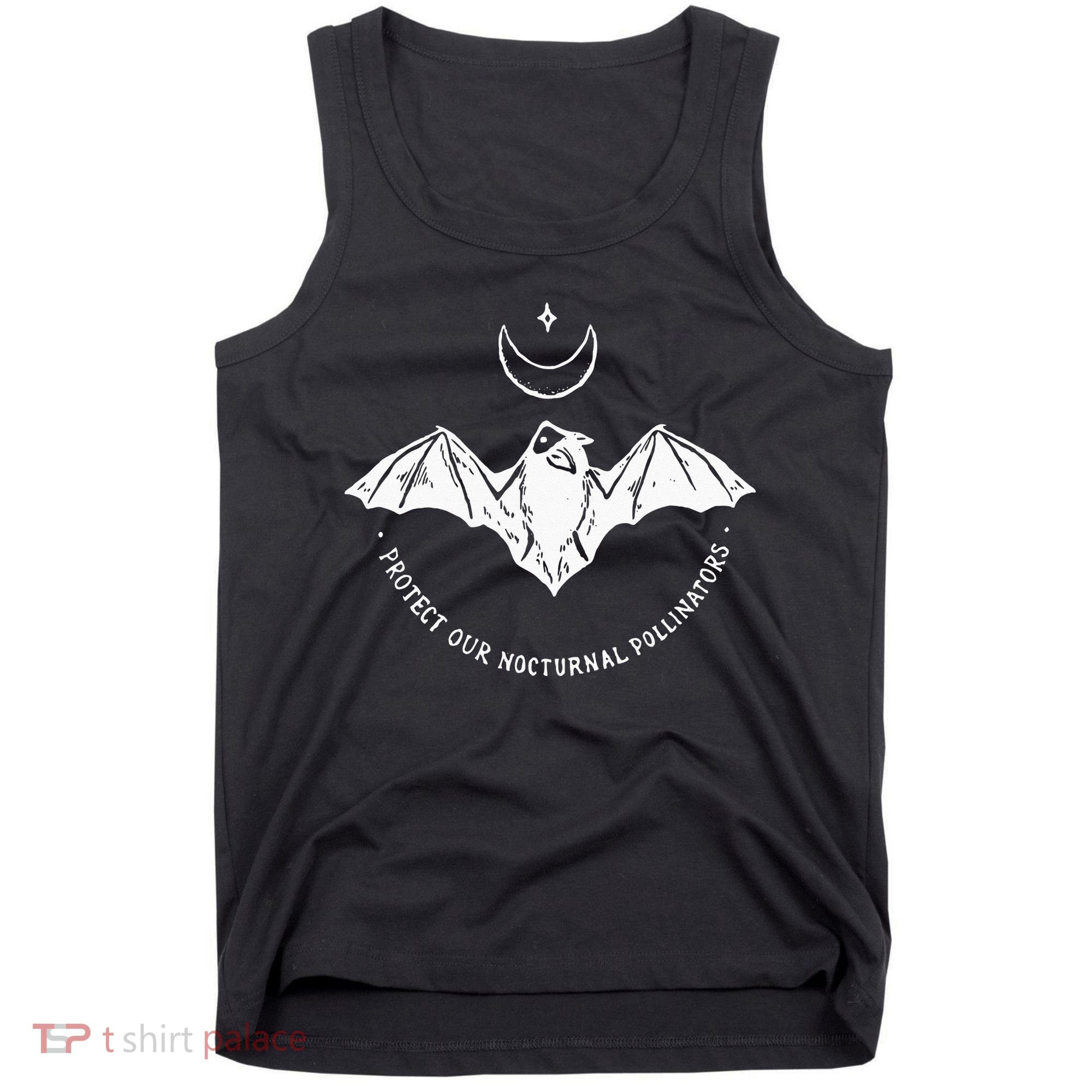 Protect Our Nocturnal Polalinators Bat With Moon Halloween Tank Top
