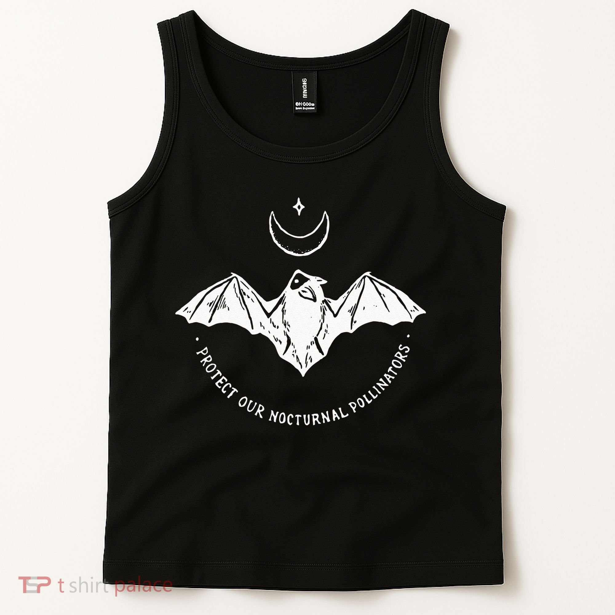 Protect Our Nocturnal Polalinators Bat With Moon Halloween Tank Top