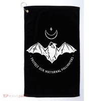 Protect Our Nocturnal Polalinators Bat With Moon Halloween Golf Towel thumb 0