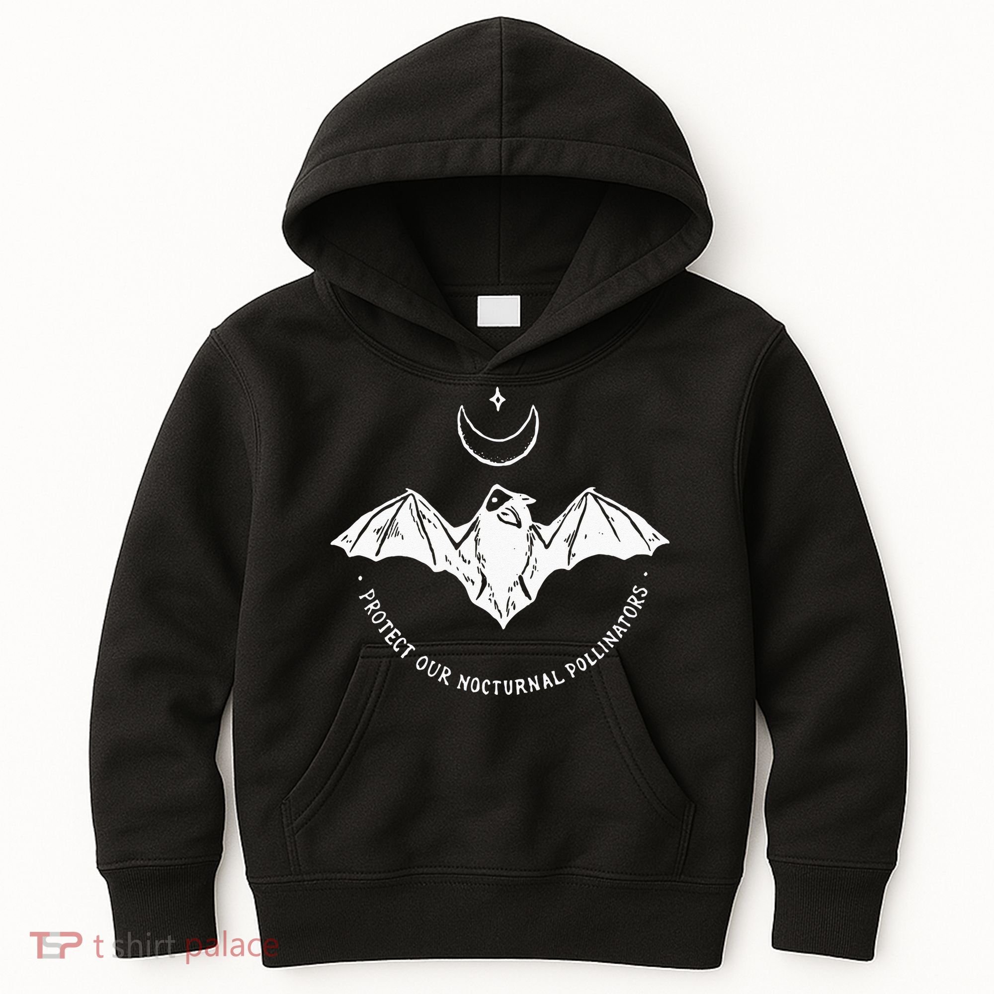Protect Our Nocturnal Polalinators Bat With Moon Halloween Kids Hoodie