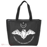 Protect Our Nocturnal Polalinators Bat With Moon Halloween Tote Bag thumb 0