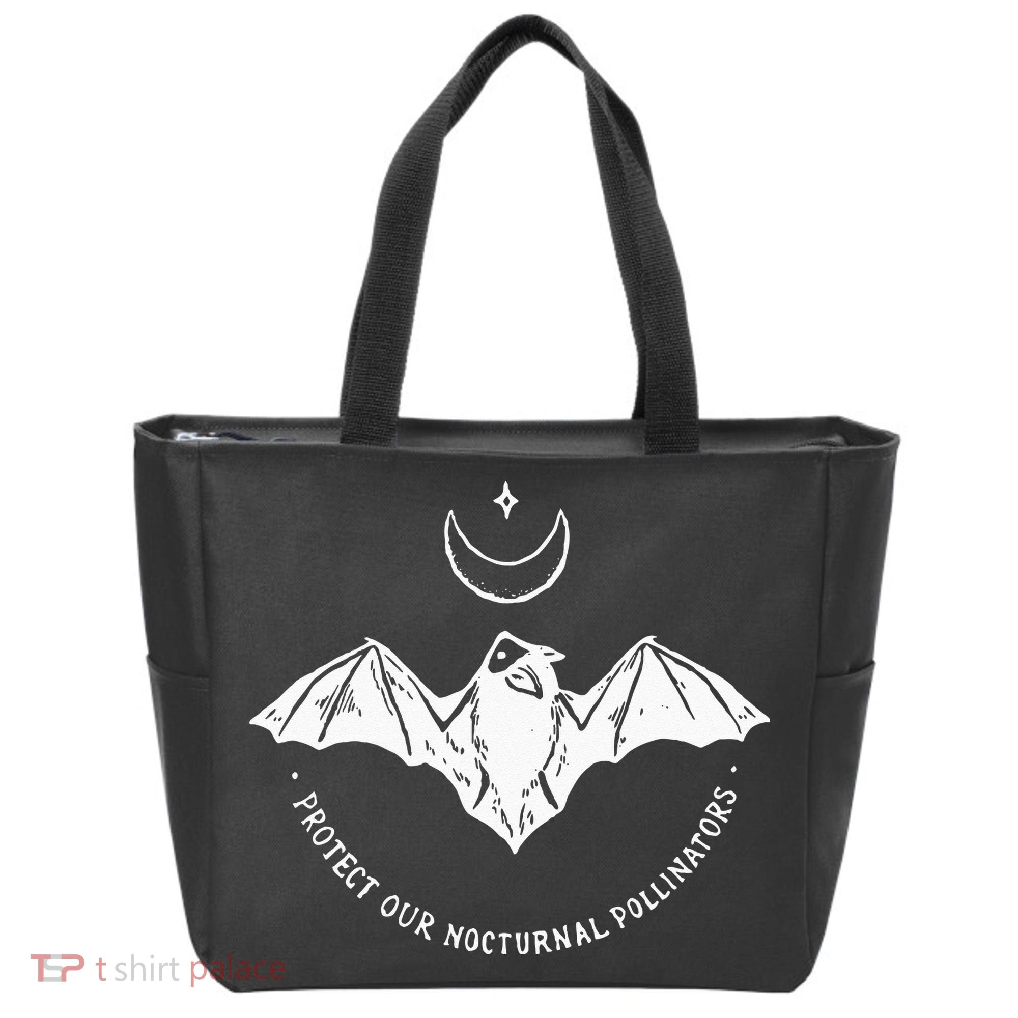 Protect Our Nocturnal Polalinators Bat With Moon Halloween Tote Bag