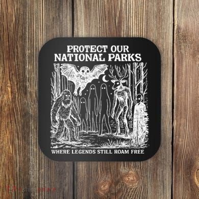 Protect Our National Parks Mothman Cryptid Weirdcore Horror Coaster