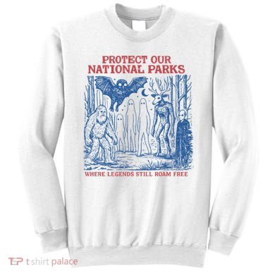 Protect Our National Parks Mothman Cryptid Weirdcore Horror Sweatshirt