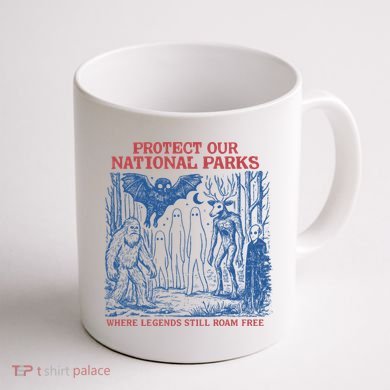 Protect Our National Parks Mothman Cryptid Weirdcore Horror Coffee Mug back