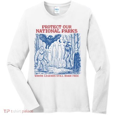 Protect Our National Parks Mothman Cryptid Weirdcore Horror Women's Long Sleeve Shirt