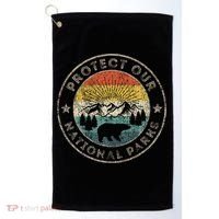 Protect Our National Parks Retro Hiking Golf Towel thumb 0