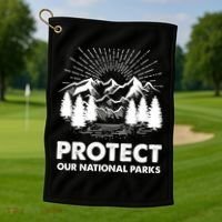 Protect Our National Parks Mountain Hiking Gift Golf Towel thumb 1