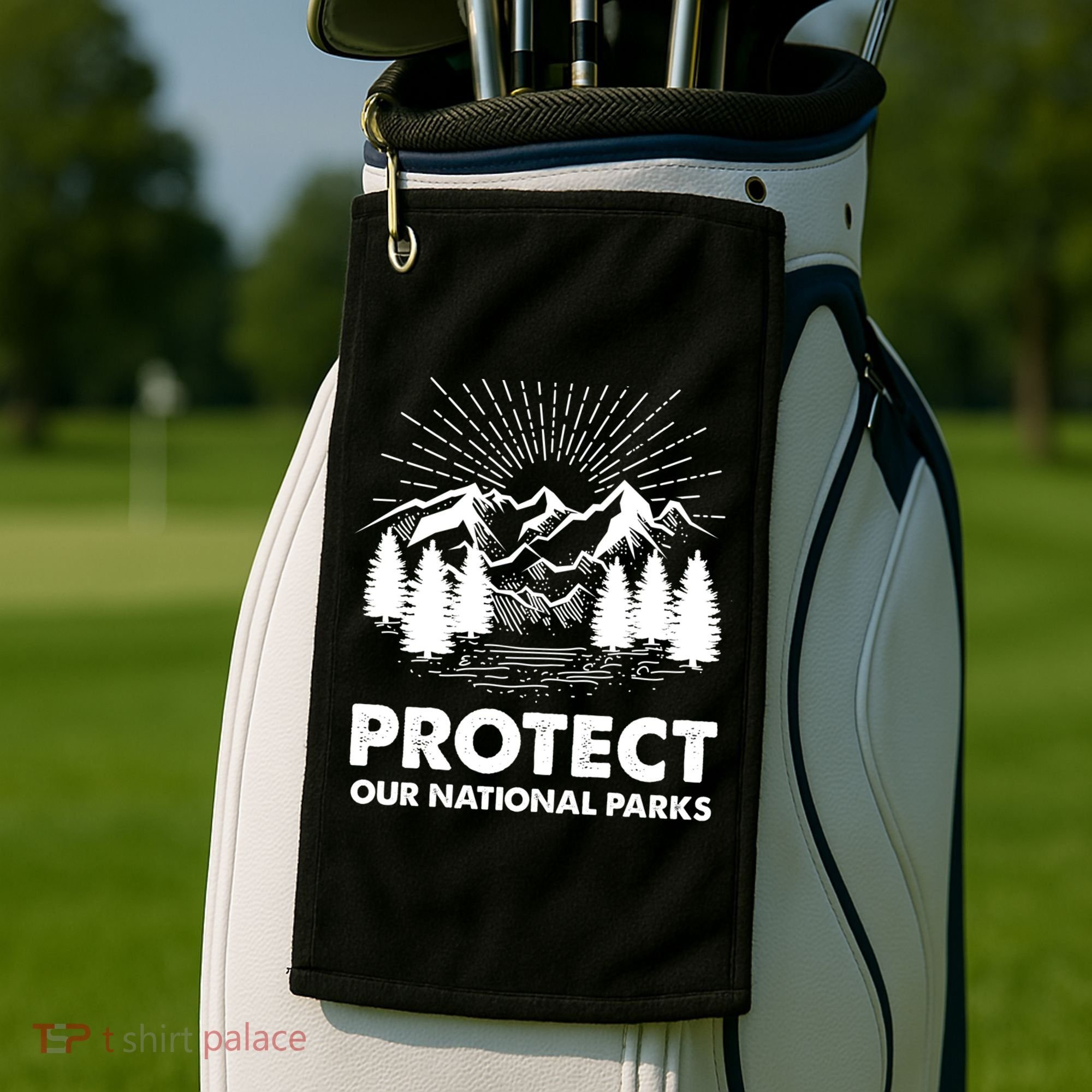Protect Our National Parks Mountain Hiking Gift Golf Towel