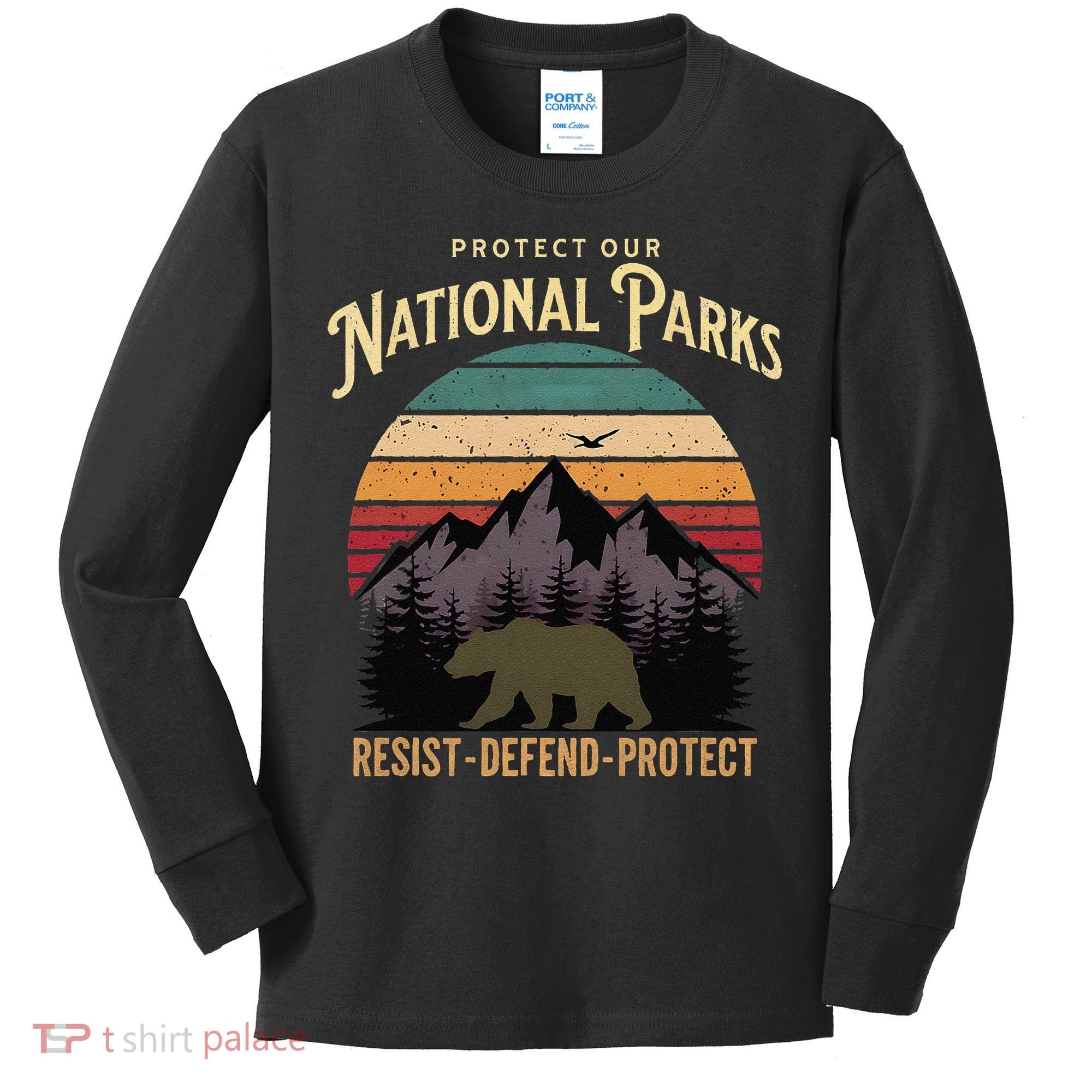 Protect Our National Parks Hiking Camping Souvenir Kids Long Sleeve Shirt
