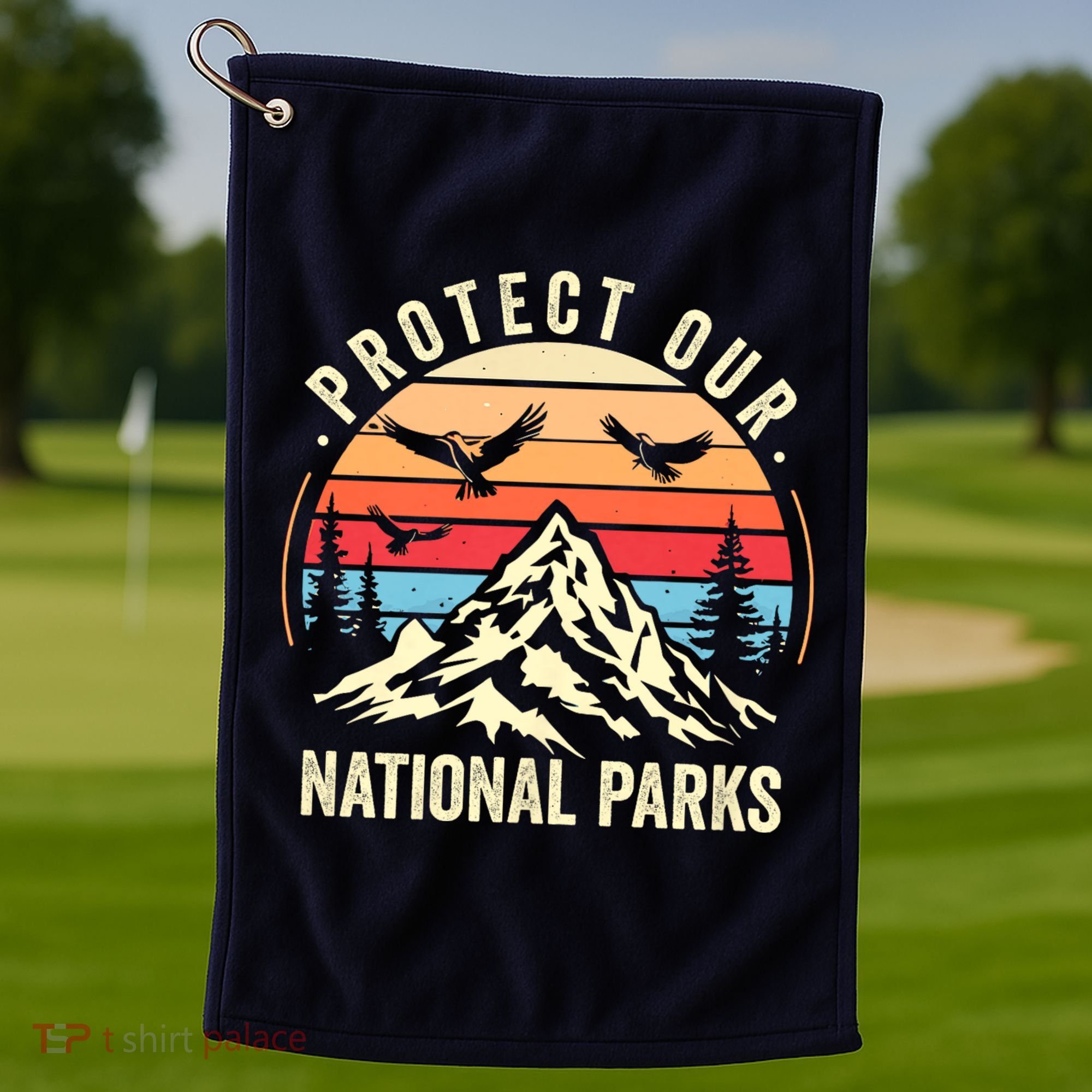 Protect Our National Parks Retro Nature Conservation Golf Towel
