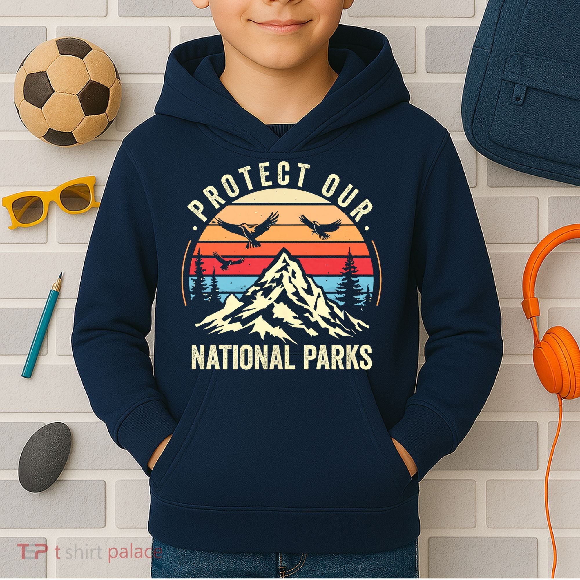 Protect Our National Parks Retro Nature Conservation Kids Hoodie