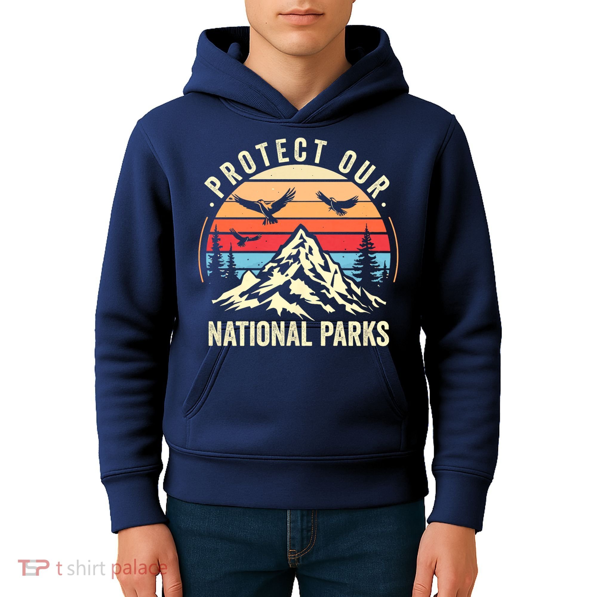 Protect Our National Parks Retro Nature Conservation Kids Hoodie
