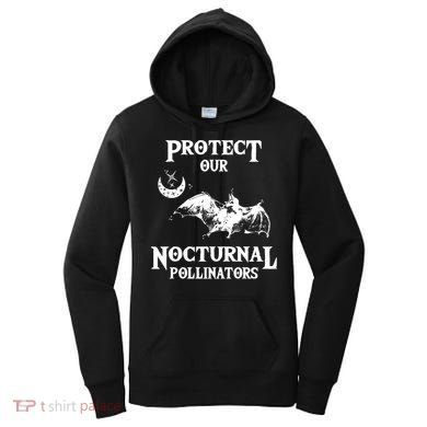 Protect Our Nocturnal Pollinators Gift Bat With Moon Art Cool Gift Women's Hoodie